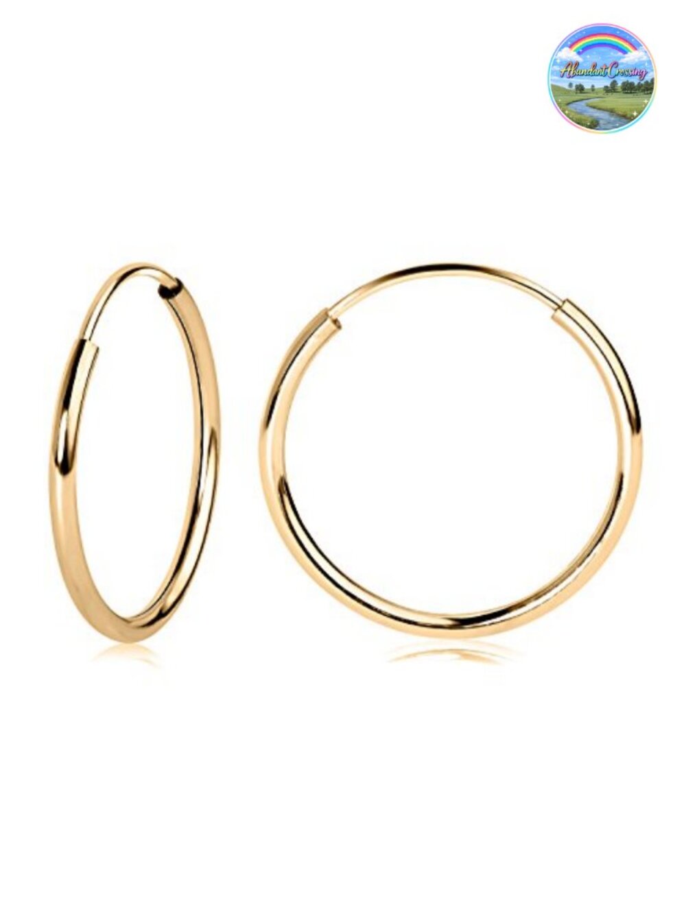 14k Gold Endless Hoop Earrings Lightweight Small Thin Hoops for Women